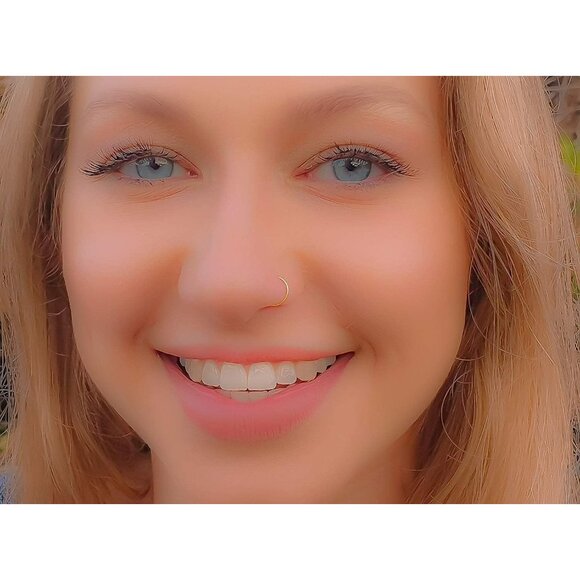 Minimalist Gold Clip-On Nose Ring - 14k Handmade 24 Gauge for Effortless Style - Picture 3 of 9